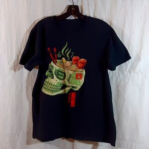 Black Matter Mens Large Ramen Skull Graphic Black T-Shirt Tee Vincent Trinidad